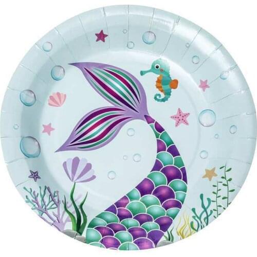 10pcs 7 inchesBirthday Party Tableware Cartoon Wedding Paper Plate Friends Party Supplies Dim Sum Cake Disposable Plate 077