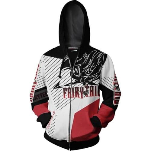 Anime Fairy Tail Hoodie 3D Print Pullover Zipper Up Sweatshirt Unisex Coat Jacket