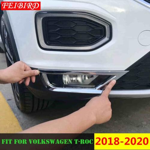 Exterior For Volkswagen T-Roc T Roc 2018 2019 ABS Side Car Front Fog Lights Foglight Lamp Cover Trim Bright Silver