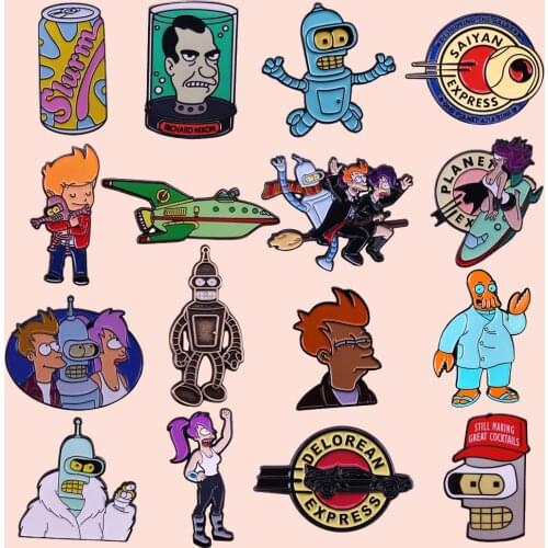 ZF2546 Cartoon Jewelry Enamel Pins And Brooches Cartoon Creative Metal Denim Hat Badge For Friends Kids Clothing Accessories