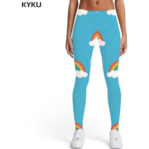 KYKU Rainbow Leggings Women Galaxy 3d Print Space Sport Colorful Spandex Harajuku Sexy Womens Leggings Pants Casual Slim Funky