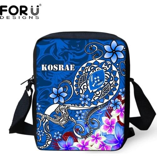 FORUDESIGNS Women Shoulder Bags Fashion Kosrae Polynesian with Plumeria Turtle Printed Small Messenger Bags for Teen Girls Gifts