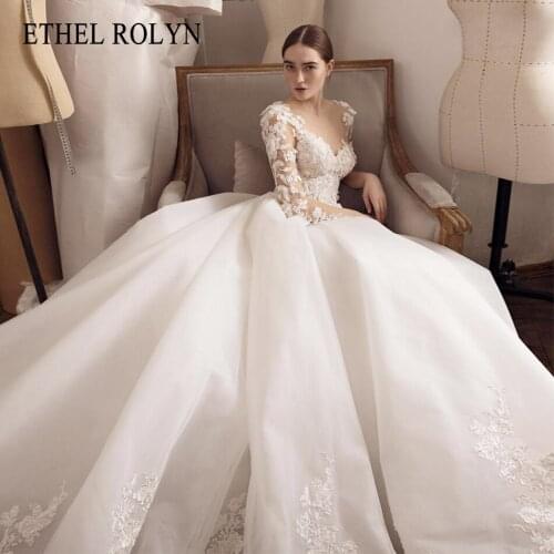 ETHEL ROLYN A-Line Wedding Dress 2021 Gorgeous Long Sleeve Sweetheart Princess Bride Beading Embroidery Backless Bridal Gown