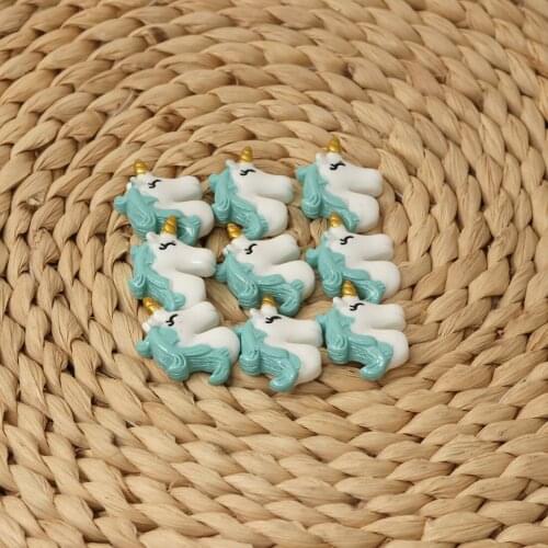 10pcs/lot Kawaii Flat Back Resin Accessory Cartoon Unicorn DIY Craft Decoration For Child Hairpins Barrettes