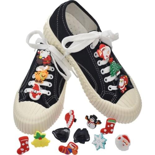 10Pc New Shoelace Decoration Button Cartoon Christmas DIY Sneaker Lace Buckle Student Trend Creative Shoe Accessories Decoration