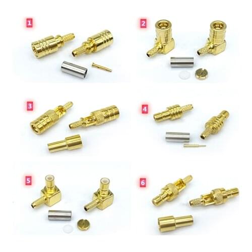 2pcs SMB Male/Female Plug Connectors Right Angle center window Crimp For RG316,RG174,LMR100 cable Adapter