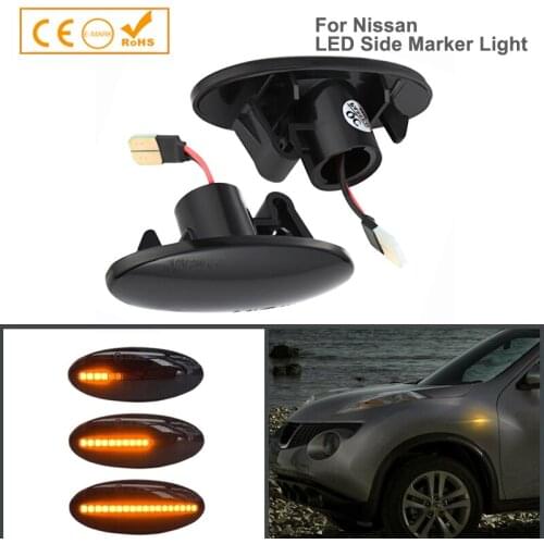 2Pcs LED Dynamic Side Marker Turn Signal Light For Nissan Cube Dualis Evalia Juke Leaf Micra X-Trail Qashqai NV200 NV400 NP300