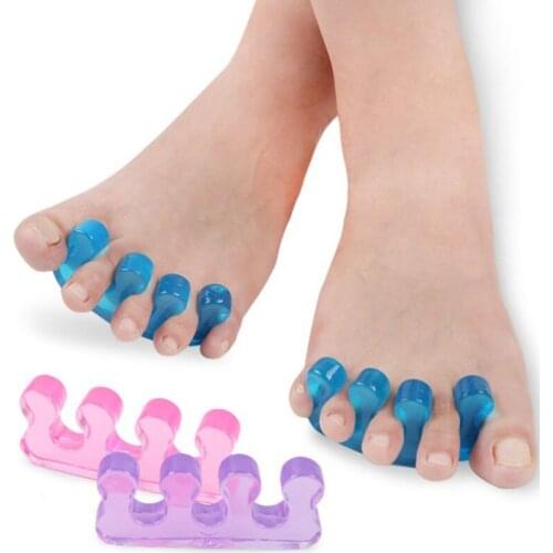 2pcs Toe Correct Cover Nursing Protector Case Cap Foot Care Correction Tools Three Holes Blue Orthotics Thigh Bone Separator