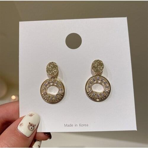 2021 New Arrival Metal Trendy Round Women Dangle Earrings Fashion Korean Ear Accessories Simple Elegant Trendy Jewelry