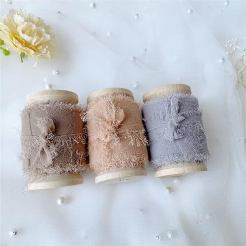 3rolls/set roll ins style Handmade Chiffon Frayed Edged Silk ribbon wedding bouquet streamers photography styling, gift wrapping