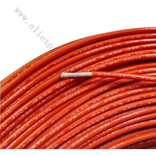 5 meters UL1332# 16AWG PTFE Insulated Wire 300V 22A High temperature resistant 200C For 3D printer hot bed Power Supply