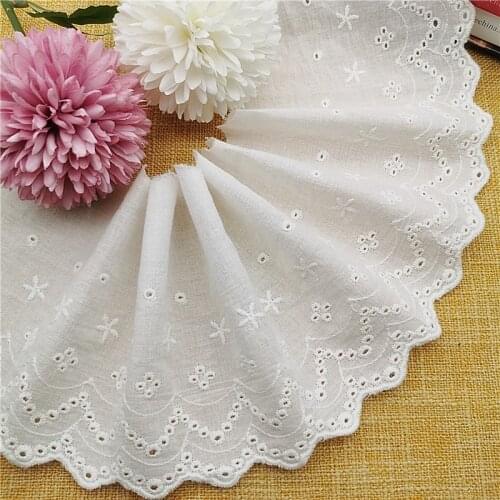 5 Yards Vintage Cotton Flower Eyelets lace trim Wave Embroidery Floral trim For DIY Sewing Crafts Bridal, Baby Dress Hem