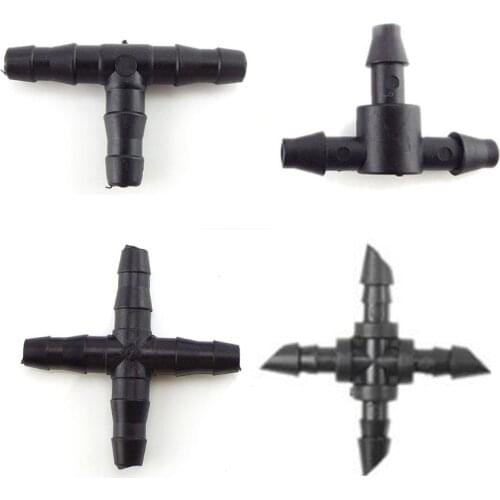 50Pcs/Lot 1/4" Water Tee Connector Splitter 4/7 mm Garden Watering Barb Drip Irrigation Hose Fittings Gardening Accessories