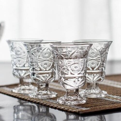 6PCS/SET Carving Transparent Wine Glasses Creative Household Small Whiskey Liquor Cup Bar Spirit Mug Tumbler Party Drinkware