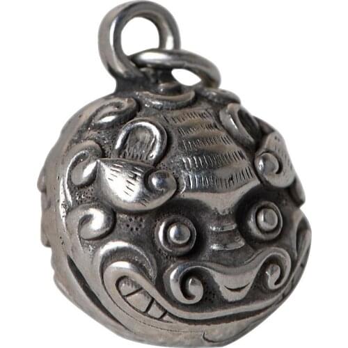BOCAI New pure S925 silver woman pendant with retro craftsmanship peony flower bell pendant diy braided rope bead string pendant