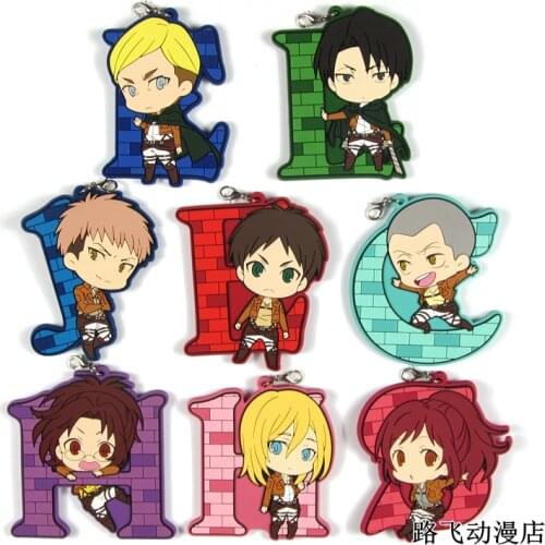 Attack on Titan Anime keychain Krista Lenz Rivaille Eren Armin Sasha Mantra Rubber strap/phone charms
