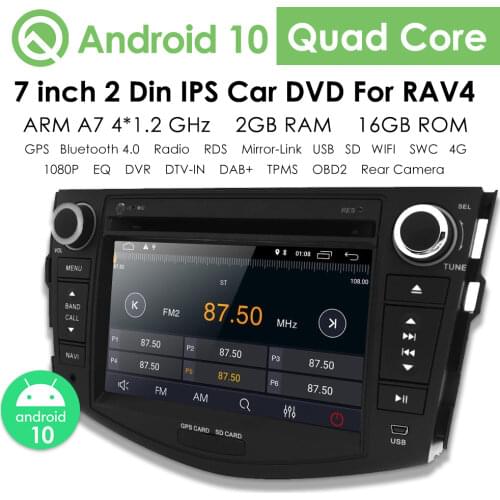 7'' 2Din Android 10 Car DVD Radio Player multimedia GPS Navigation for Toyota rav 4 RAV4 Audio Stereo RDS Wifi
