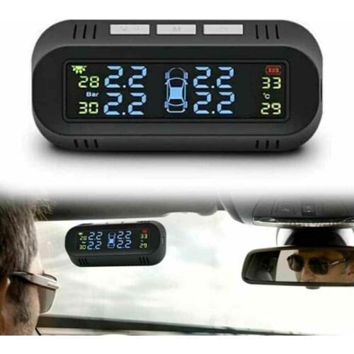 Wireless Solar TPMS LCD Car Tire Pressure Monitoring System + 4 External Sensors