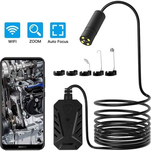 14MM WIFI Endoscope Auto Focus 3X Zoom 5.0MP HD1944P Wireless Industrial Inspection Snake Borescope Camera IP67 Waterproof Cam