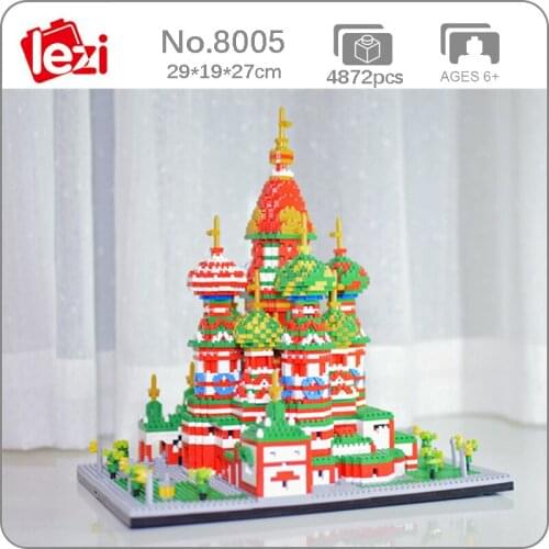 CB Lezi World Architecture Saint Basils Cathedral Church 3D DIY Mini Diamond Blocks Bricks Building Toy For Children No Box
