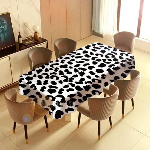 Black And White Spotted Stylish Tablecloth For Indoor And Outdoor Art Decor