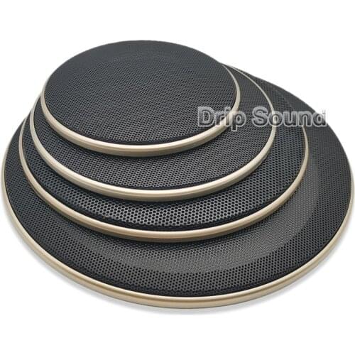 For 4"/5"/6.5"/8"/10" inch Audio Speaker Conversion Net Cover Decorative Circle Metal Mesh Grille Protection #Golden+Black