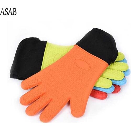 Food Grade Thick Heat Resistant Silicone Glove DIY Cake Baking Gloves Kitchen Barbecue Oven Cooking Mitts BBQ Grill Gloves