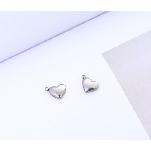 20pcs/Lot 100% Stainless Steel High Polish Heart Small Charms Pendants for DIY Jewelry Making Necklace Accessories 12*10mm