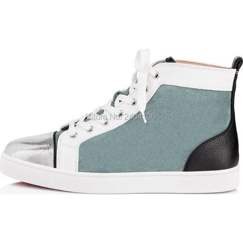 Round Toe Colorful Patchwork Men Shoes Fashion Lace-up Sneakers Men High top Flat Casual Shoes