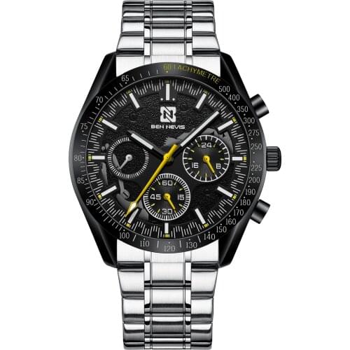 BEN NEVIS New Fashion Leisure Mens Watch Multifunctional Quartz Watch Stainless Steel Mens Watch Ultra Thin Mesh Band Watch