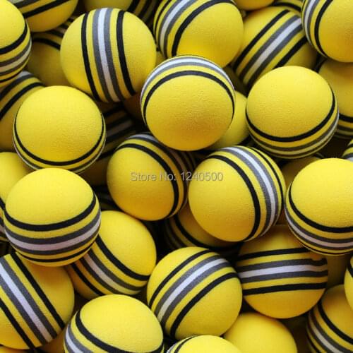 100pcs/bag EVA Foam Golf Balls Yellow Rainbow Sponge Indoor Practice Ball Golf Training Aid