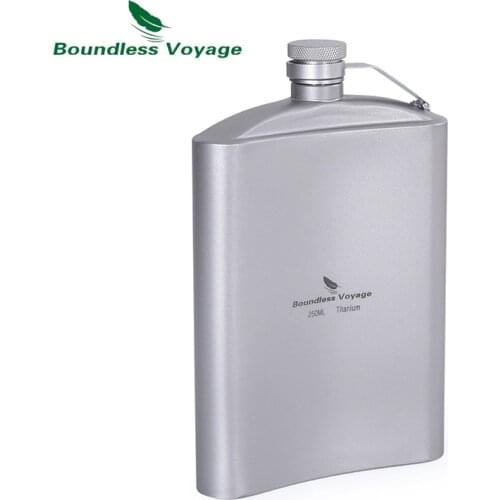 Boundless Voyage Titanium Hip Flask Glass Set with Funnel Camping Picnic Pocket Whiskey Wine Tea Cup Mug Sake Set 8.5oz/250ml