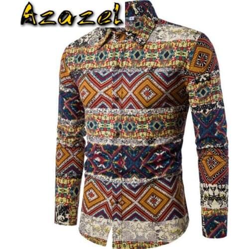 2020 Tide Autumn New Mens casual Fashion Slim long-sleeved shirt male Leisure Slim business plus size shirt men Flower shirt