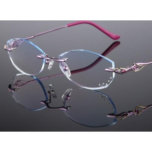 Diamond cutting Womens glasses Frameless spectacles myopia hyperopia Radiation proof glasses Customized progressive multifocal