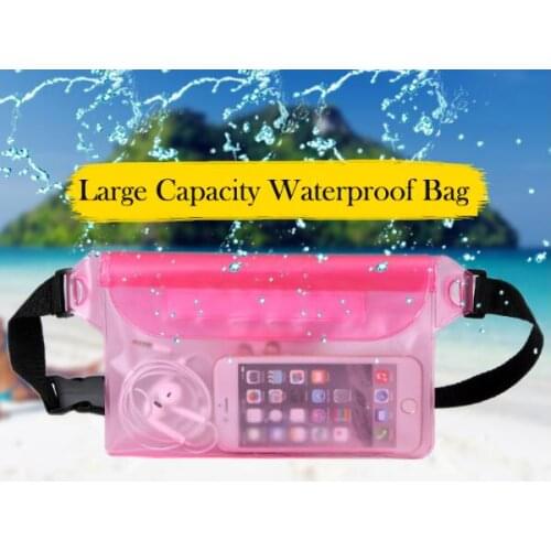 Wholesale 100pcs/lot Waterproof PVC Waist Bag Pouch Beach Pouch with Adjustable & Extra-Long Belt Large Capacity for Cell Phone