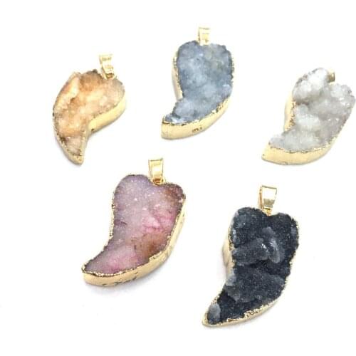 Natural Agates Pendants Leaf Shape Colorful Crystal Agates Stone Charms for Jewelry Making Necklace Bracelet Gift