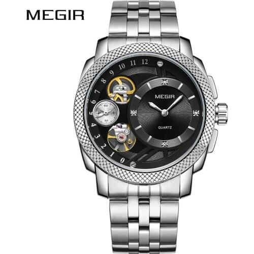 Relogio Masculino MEGIR Fashion Business Men Watch Top Brand Luxury Waterproof Quartz Watches Stainless-Steel Clock Male Clock