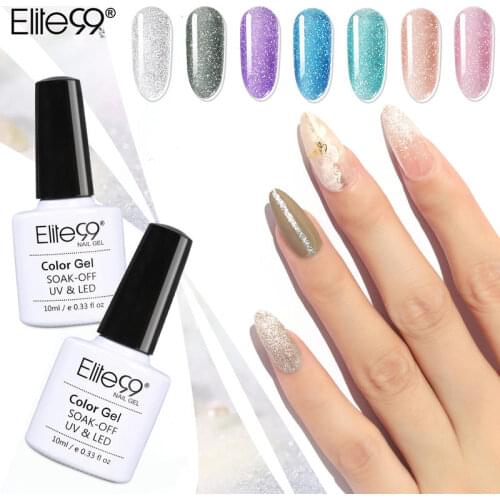 Elite99 Silver Shimmer Soak Off UV LED Nail Varnish Primer Salon Manicure Gel Nail Polish Nail Polish Soak Off Nail Varnish 10ML
