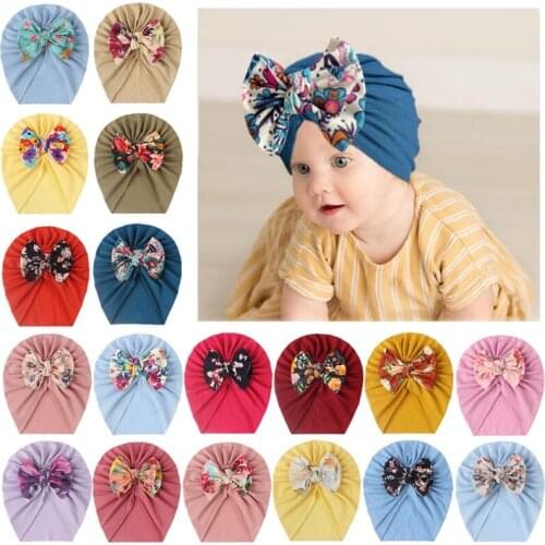 Flower Big Bowknot Baby Hat Soft Velvet Baby Girls Hat Bonnet Spring Infant Toddler Turban Cap Beanie Kids Hat