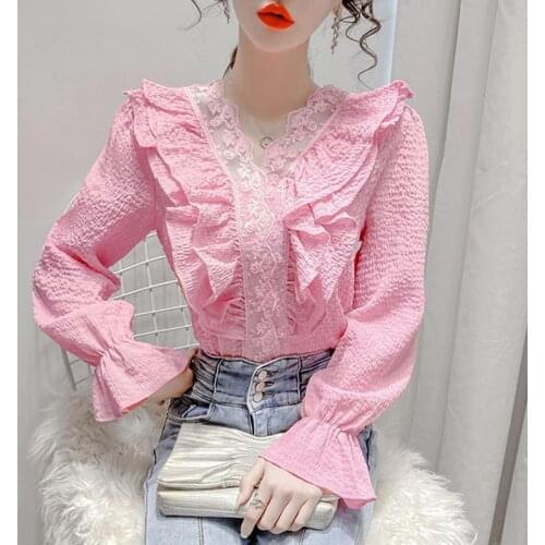 Женские рубашки с рюшами Skyenunim China At AliExpress