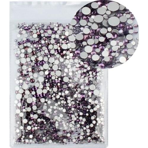 Mixed ss4-ss20 Amethyst Rhinestone Nail Jewelry Non Hotfix Crystal flat back Nail Art Decorations Stones For DIY Nails Decoratio