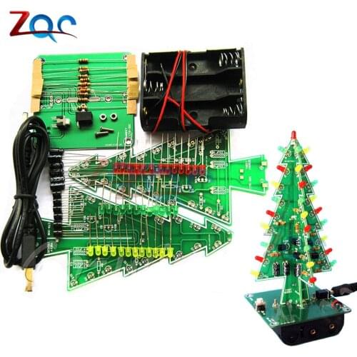 Three-Dimensional 3D Christmas Tree LED DIY Kit Red/Green/Yellow LED Flash Circuit Kit Electronic Fun Suite