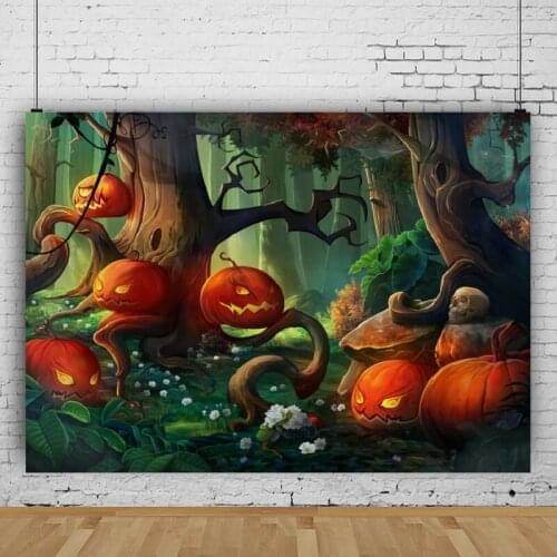 Cartoon Halloween Pumpkin Lantern Carnival Studio Photography Background Vinyl Party Decors Photo Video Backdrop Photocall