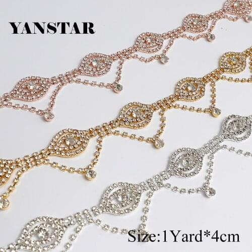 YANSTAR (30Yards) Wholesale Handmade Wedding Dress Belts Crystal Rhinestones Appliques Accessory Sewing On Bridal Sash YS969