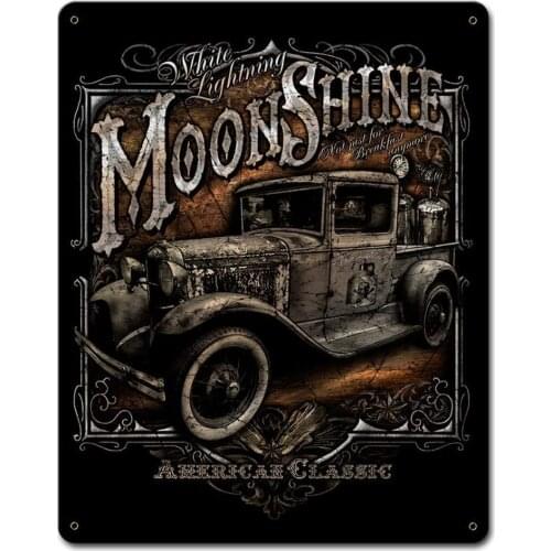 Ylens Moonshine Truck Metal Tin Sign Wall Art Decor for Living Room Vintage Art Coffee Bar Signs Home Decor Gifts Decoration