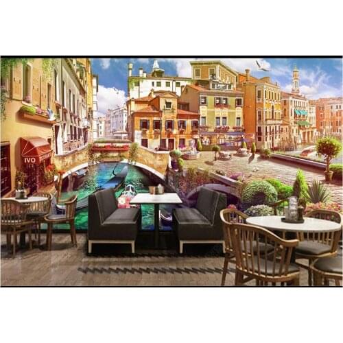 Custom mural 3d photo wallpaper European street architecture river bridge scenery living Room wallpaper for wall 3 d in rolls