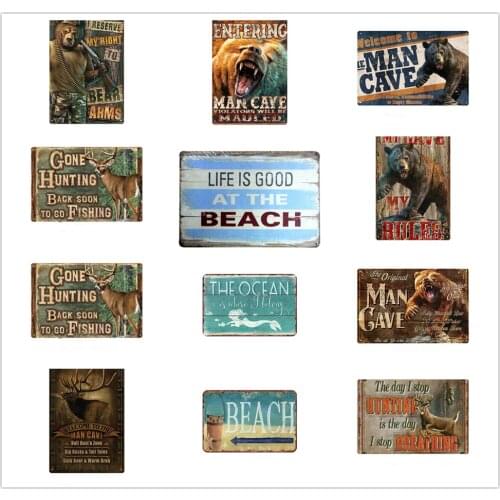 Animals/Life Is A Beach Metal Sign Retro Metal Tin Sign Poster Pub Club Plaque Metal Vintage Home Decor Wall Art Bar Decoration