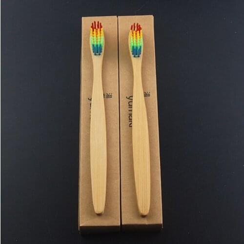 DR.PERFECT 2 Pieces Enviromental Wood Toothbrush Natural Bamboo Novelty Bamboo Toothbrush Soft BPA Free Nylon Bristle