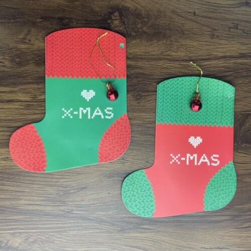 10/50/80pcs Christmas Candy Paper Box Socks Shape Gift Boxes with Xmas Ball Cookie Candy Packing box Navidad Party Supplies