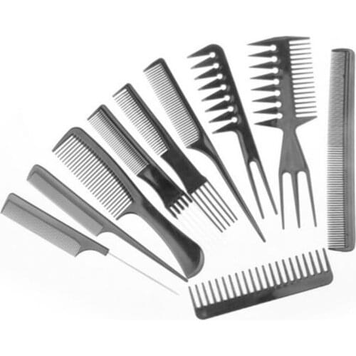 10Pcs/Set Plastic Comb Durable Easily Use Black Portable Tools Combs for Hair Professional Stylish Tool